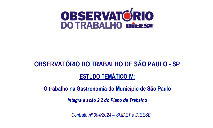 Capa de O trabalho na Gastronomia do Município de São Paulo